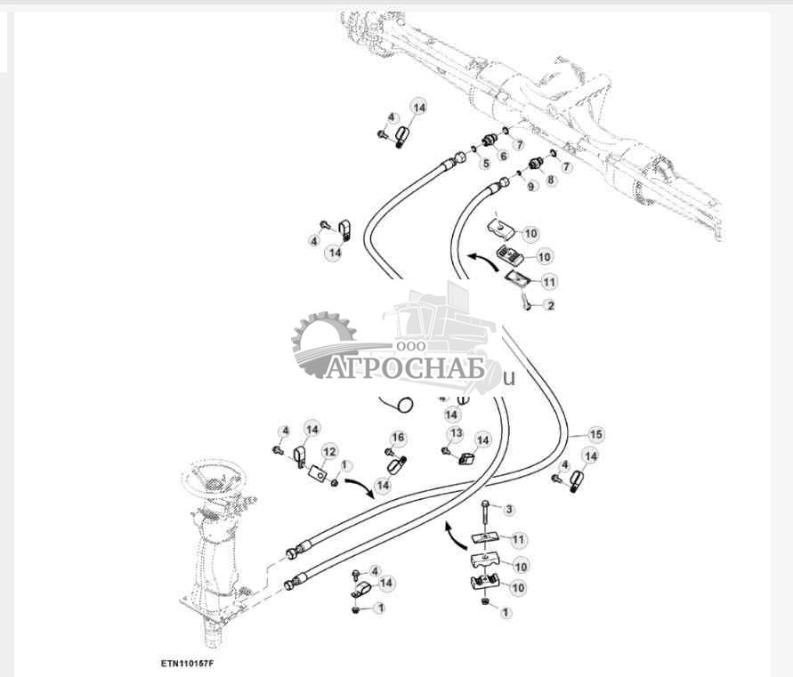 Гидравлические шланги рулевого управления, левая сторона, 2WD 
